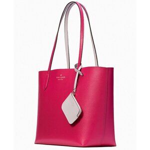 S Kate Spade Ava Reversible Pearl Leather Tote + Pouch Ruby Red NWT K6052 $359